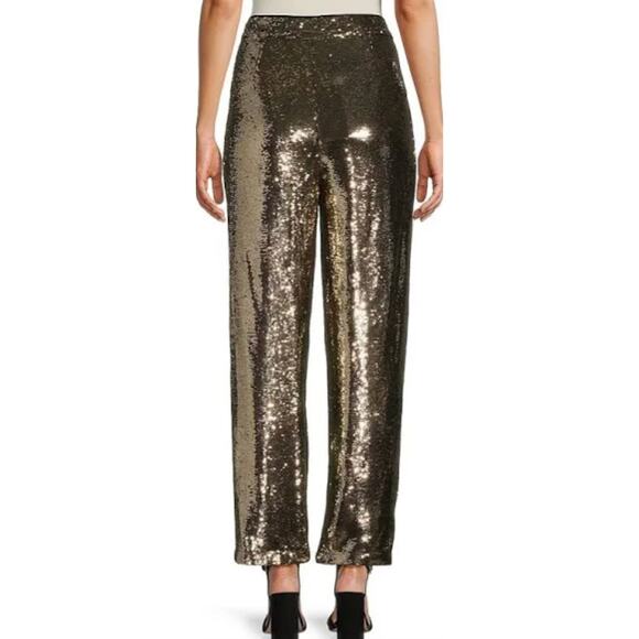 Antonio Melani Sequined Geri Pants High Waisted Straight Party Gold US 0 NWT - Picture 2 of 11